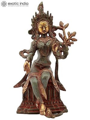 10" Seated Tara, Her Legs Dangling In Brass | Handmade | Made In India