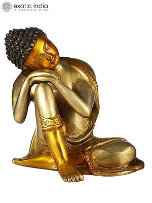 8" Buddha, Steeped In Thought In Brass | Handmade | Made In India