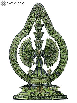 12" Striking Aureole Lord Avalokiteshvara in Brass | Handmade Buddhist Statue | Made in India