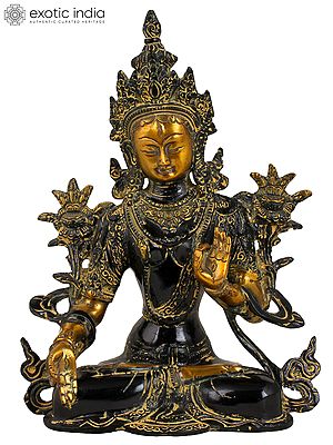 10" White Tara (Tibetan Buddhist Deity) in Brass | Handmade | Made In India
