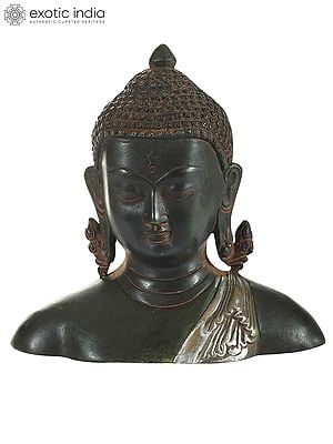 4" The Buddha Bust In Brass - Tibetan Buddhist Statue | Handmade | Made In India