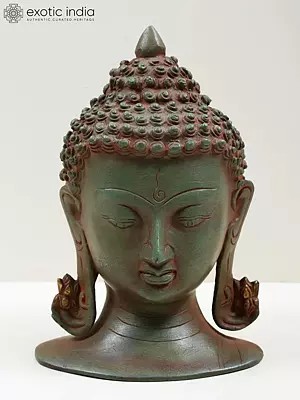 8" Brass Buddha Head - Exuding Calmness