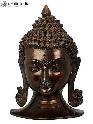 8" Brass Buddha Head - Exuding Calmness