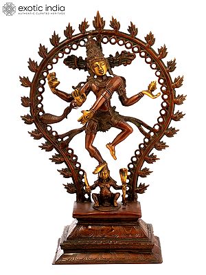19" Nataraja Full of Life, His Figure Framed By A Ringed Aureole In Brass | Handmade | Made In India