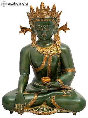 21" Introspective Crowned Buddha (Tibetan Buddhist) In Brass | Handmade | Made In India