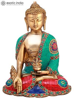 12" Tibetan Buddhist Deity Healing Buddha (Medicine Buddha) In Brass | Handmade | Made In India