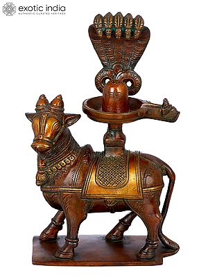 8" Nandi for Abhisheka with Shiva Linga in Brass | Handmade | Made in India