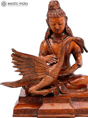 9" Tibetan Buddhist Deity Siddhartha Nursing the Wounded Swan (Kindness Personified) in Brass | Handmade | Made In India