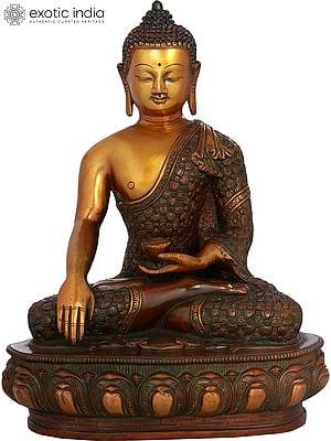 13" Buddha Seated in Bhumisparsha Mudra In Brass | Handmade | Made In India