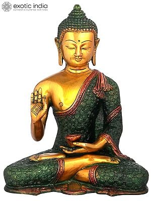 10" Blessing Buddha In Brass | Handmade | Made In India