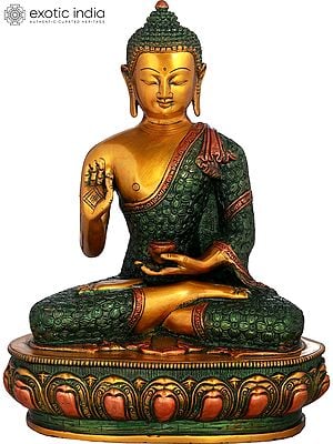 13" Blessing Buddha In Brass | Handmade | Made In India