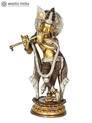 11" Brass Krishna Statue | Handmade | Made in India