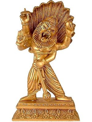 11" Lord Vishnu's Narasimha Avatara In Brass | Handmade | Made In India