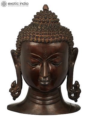 11" Tibetan Buddhist Lord Buddha Head In Brass | Handmade | Made In India