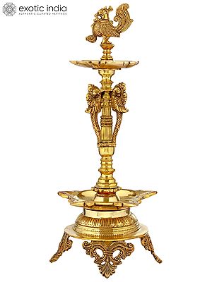 19" Ten-Wicks Mayur Lamp with Stand in Brass | Handmade | Made in India