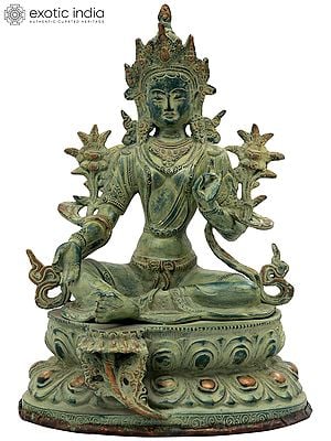 13" The Matchless Beauty Of Green Tara In Brass | Handmade | Made In India