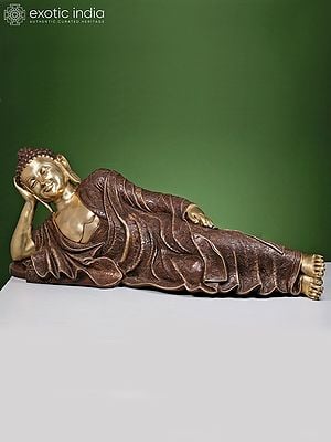 50" Large Brass Relaxing Buddha