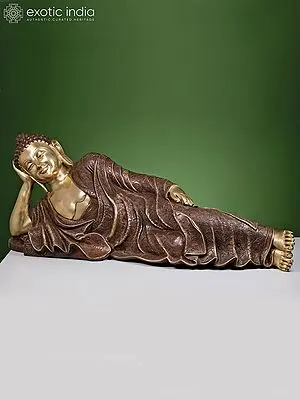 Brass Sculpture: 50" Large Reclining Buddha