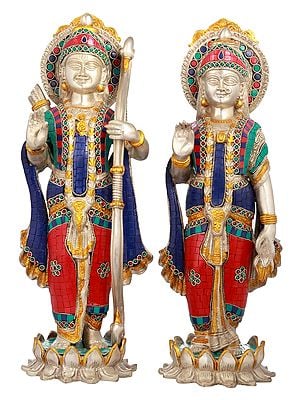 18" Handmade Rama Sita Brass Statue | Made in India