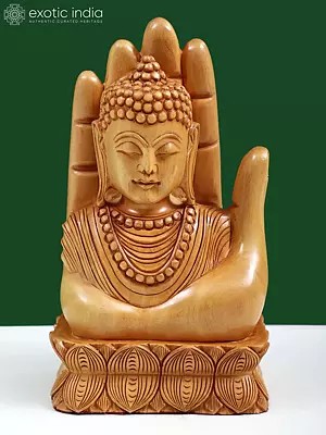 Wooden Idol of Lord Buddha in Blessing Hand Mudra