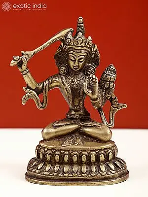 4" Tibetan Buddhist Manjushri Brass Statue