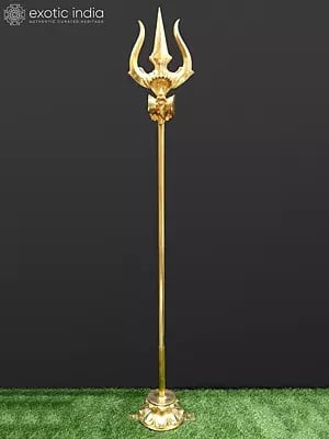 Large Size Shiva''s Trishul (Trident) with Stand In Brass