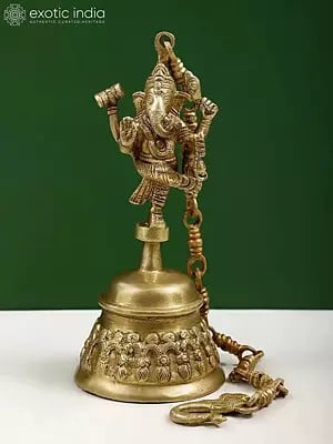 11" Brass Dancing Ganesha Hanging Bell