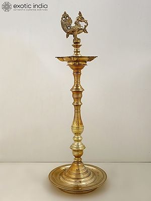 24" Brass Peacock Lamp (Annam Lamp)