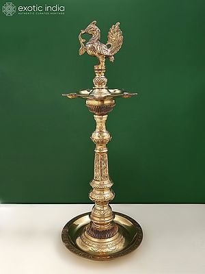 25" Brass Peacock Lamp (Annam Lamp)