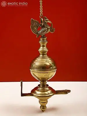 13" Brass Peacock Hanging Diya