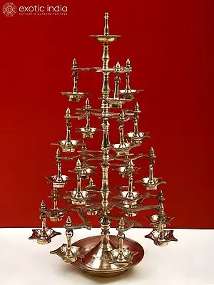 17" Brass Multi wick Lamp