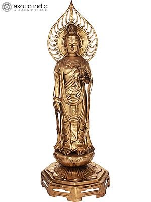 64" Very Large Size Kuan Yin, The Japanese Form Of Padmapani Avalokiteshvara In Brass | Handmade | Made In India