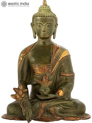 13" Tibetan Buddhist Deity Medicine Buddha In Brass | Handmade | Made In India