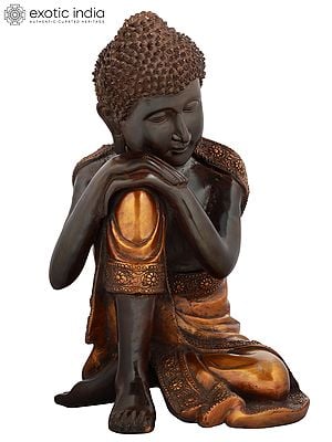 16" Tibetan Buddhist Thinking Buddha In Brass | Handmade | Made In India