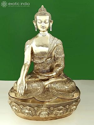 33" Superfine Large Buddha with the Life Story of Buddha Carved on the Robe