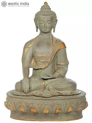 21" Tibetan Buddhist Lord Buddha in Bhumisparsha Mudra (Earth Touching Gesture) In Brass | Handmade | Made In India