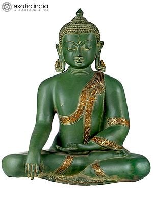 14" Buddha in the Bhumisparsha Mudra - Tibetan Buddhist In Brass | Handmade | Made In India