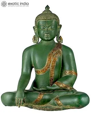 14" Buddha in the Bhumisparsha Mudra - Tibetan Buddhist In Brass | Handmade | Made In India