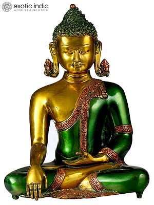 13" The Buddha Invoking the Earth Goddess – Brass Statue of Enlightenment | Handmade in India