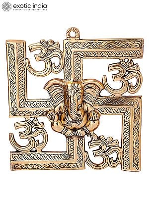 Swastik Wall Hanging with Lord Ganesha and Om (Aum)