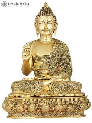 22" Resplendent Buddha Brass Sculpture – A Divine Blessing of Peace & Serenity | Handmade in India