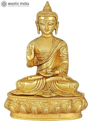 9" Blessing Buddha  - Tibetan Buddhist In Brass | Handmade | Made In India