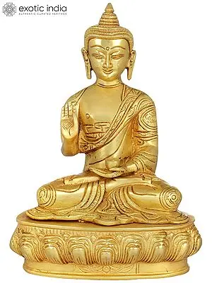 9" Blessing Buddha  - Tibetan Buddhist In Brass | Handmade | Made In India