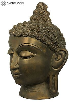 12" Lord Buddha Head - Tibetan Buddhist In Brass | Handmade | Made In India