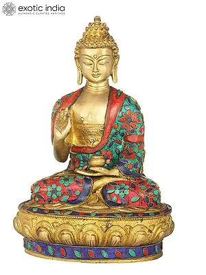 12" Tibetan Buddhist Deity Buddha in Preaching Gesture In Brass | Handmade | Made In India