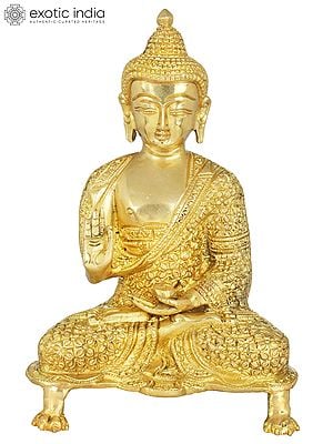 8" Buddha in Vitark Mudra (Tibetan Buddhist Deity) In Brass | Handmade | Made In India