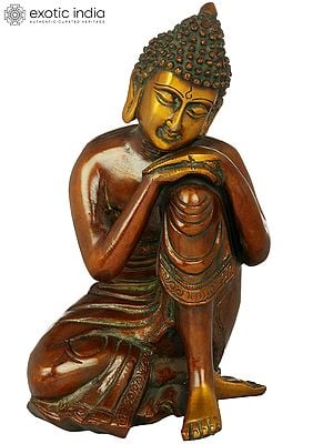 8" Tibetan Buddhist Deity Thinking Buddha In Brass | Handmade | Made In India