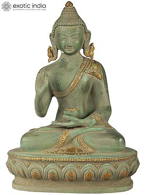 10" Tibetan Buddhist Shakyamuni Buddha in Preaching Mudra In Brass | Handmade | Made In India