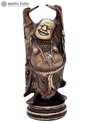 6" Laughing Buddha Brass Statue | Handmade Tibetan Buddhist Idols