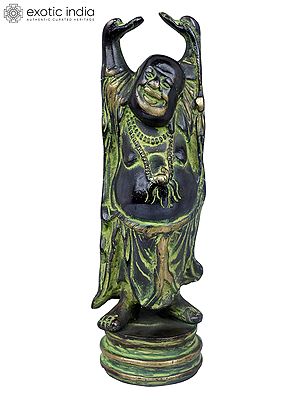 6" Laughing Buddha Brass Statue | Handmade Tibetan Buddhist Idols